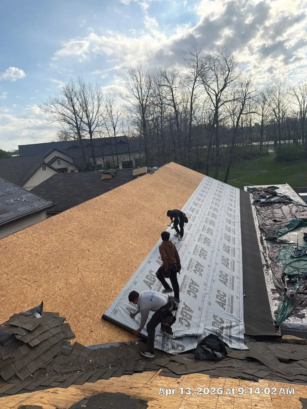Storm damage documentation on a Vincennes commercial building